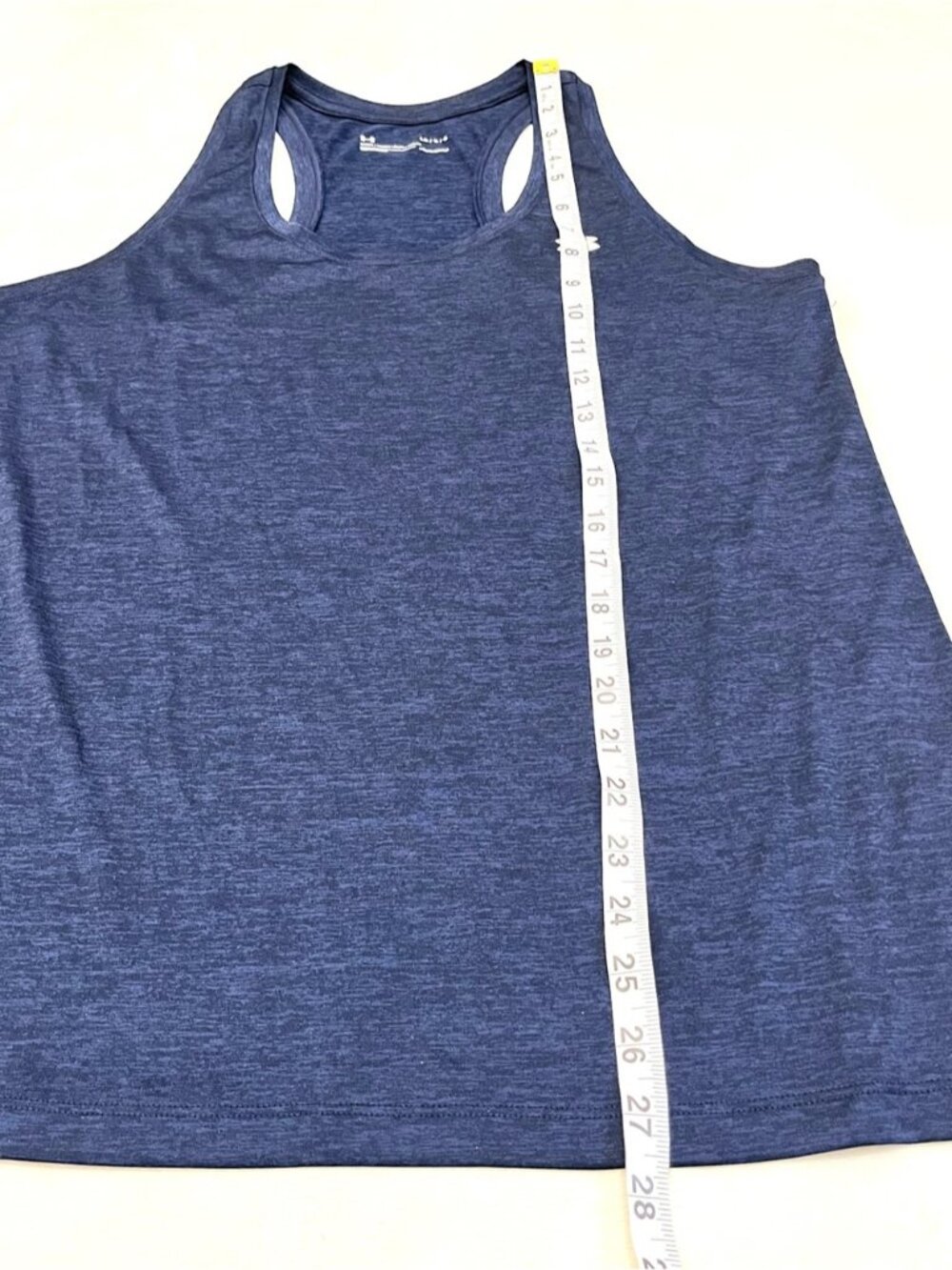 Heathered Navy Blue Racerback Performance Tank Top - Picture 2 of 5